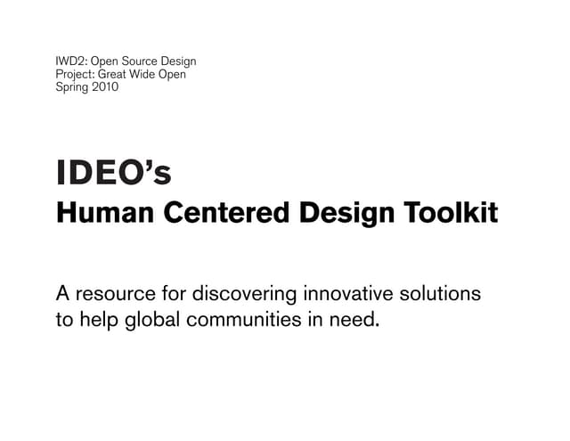 IDEO Human Centered Design Toolkit