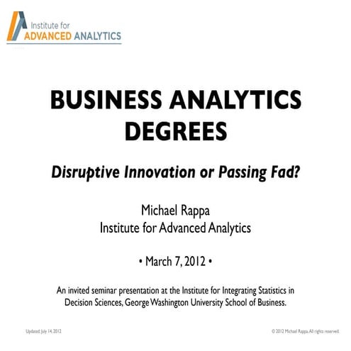 Business Analytics Degrees: Disruptive Innovation of Passing Fad?