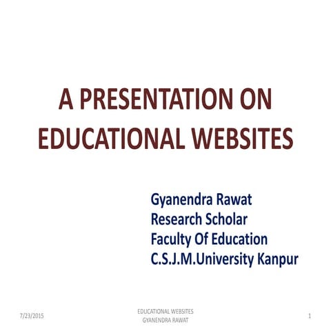  a presentation on educational websites
