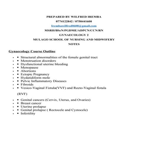Gynaecology 2   DME MULAGO  for all midwifery in tertiary institutions docx