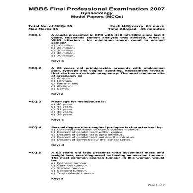 Gynae mcq
