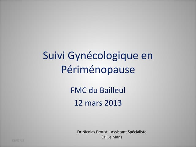 Gynécologie en périménopause np 12 ...