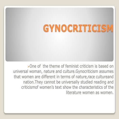 Gynocriticism   JOURNAL BY bhawna bhardwaj
