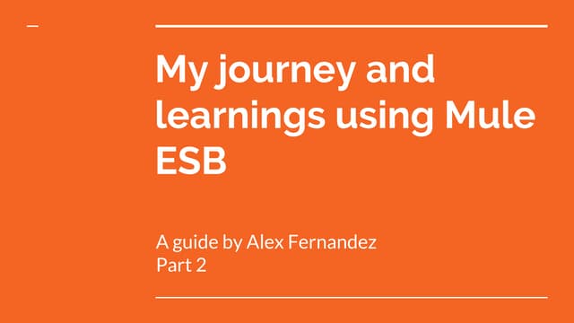 My journey and learnings using mule esb 2
