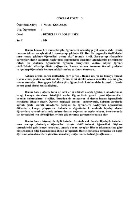 Gözlem raporu nasıl yazılır Gözlem raporu nasıl yazılır