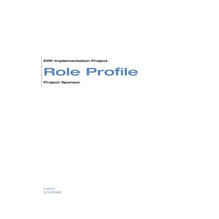 Role Profile for Project Sponsor
