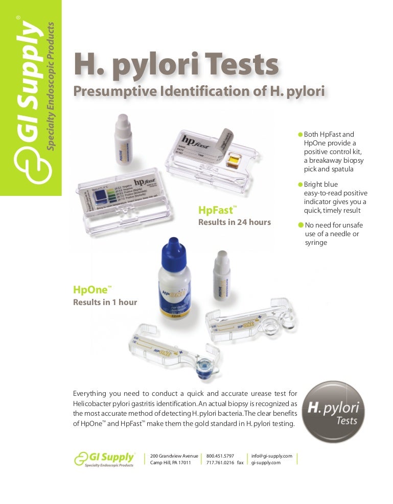 H.pylori Tests by GI Supply HpFast and HpOne