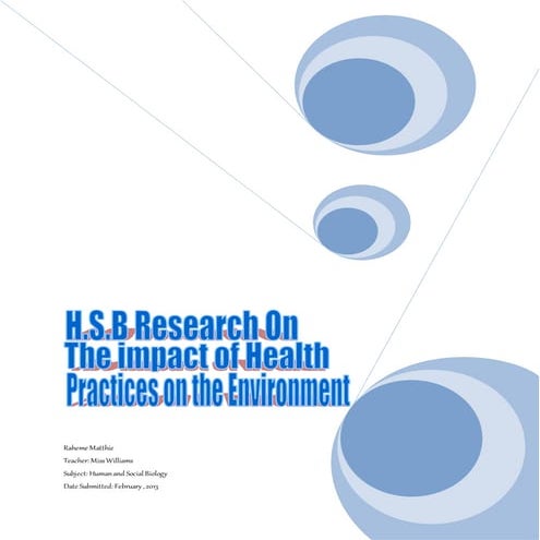 Human & Social Biology - Sample Project on 'The Impact of Heath Practices on ...