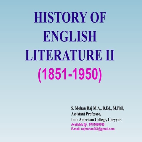 History of English Literature an outline 