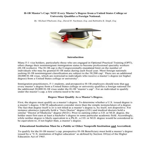 H-1B Master’s Cap: NOT Every Master’s Degree from a United States College or ...
