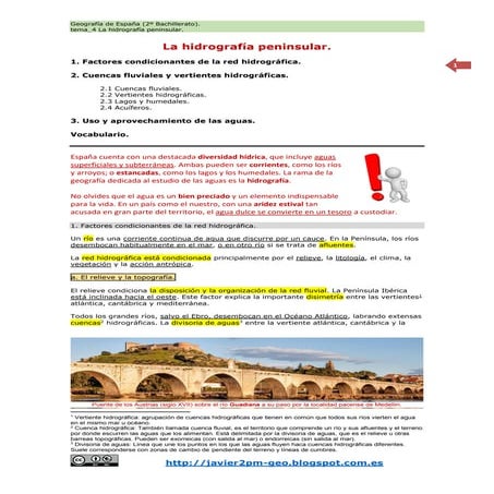 La hidrografía peninsular.