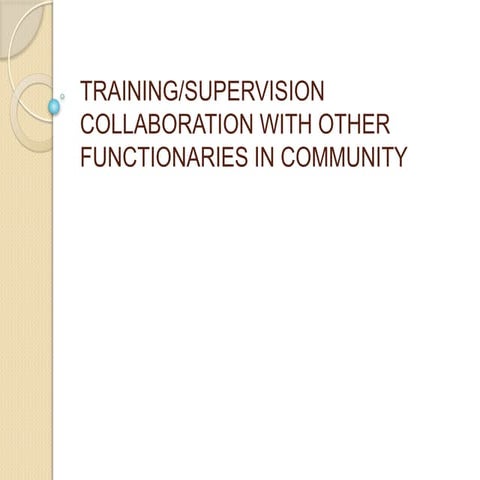 TRAINING/SUPERVISION COLLABORATION WITH OTHER FUNCTIONARIES IN COMMUNITY