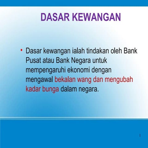 Ekonomi- Dasar kewangan