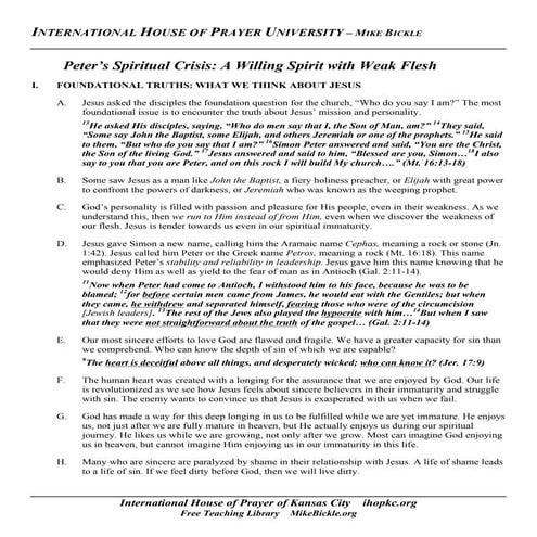 H peters spiritual crisis-a willing spirit with weak flesh