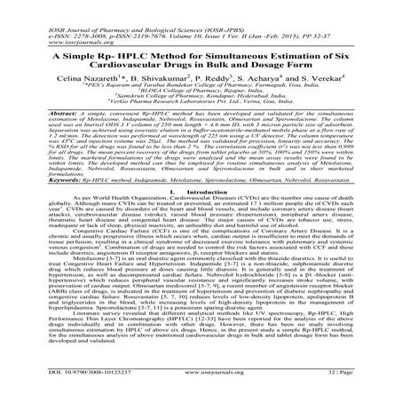 A Simple Rp- HPLC Method for Simultaneous Estimation of Six Cardiovascular Dr...