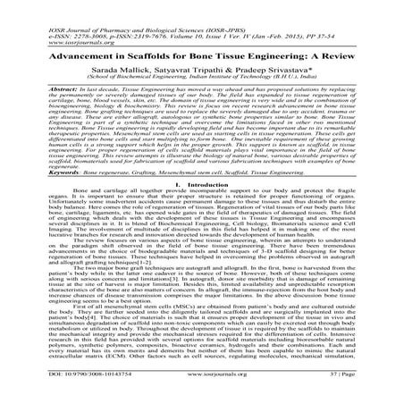 Advancement in Scaffolds for Bone Tissue Engineering: A Review