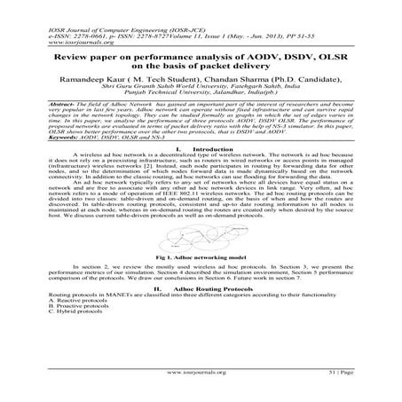 Review paper on performance analysis of AODV, DSDV, OLSR on the basis of pack...