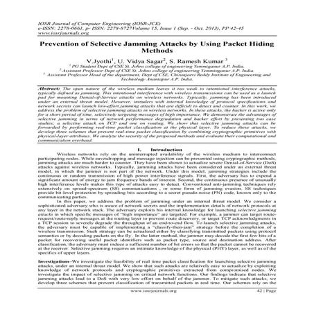 Prevention of Selective Jamming Attacks by Using Packet Hiding Methods