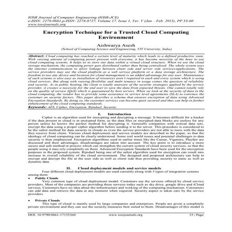 Encryption Technique for a Trusted Cloud Computing Environment