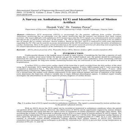 A Survey on Ambulatory ECG and Identification of Motion Artifact