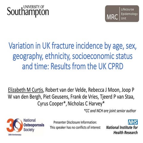 Osteoporosis 2016 | Variation in UK fracture incidence by age, sex, geography...