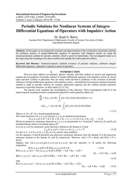 Periodic Solutions for Nonlinear Systems of Integro-Differential Equations of...