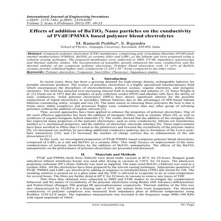 Effects of addition of BaTiO3 Nano particles on the conductivity of PVdF/PMMA...