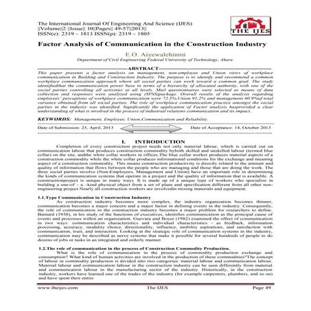 A FRAMEWORK FOR EFFECTIVE COMMUNICATION AMONG CONSTRUCTION TEAM | PDF