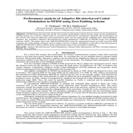 Performance analysis of Adaptive Bit-interleaved Coded Modulation in OFDM usi...