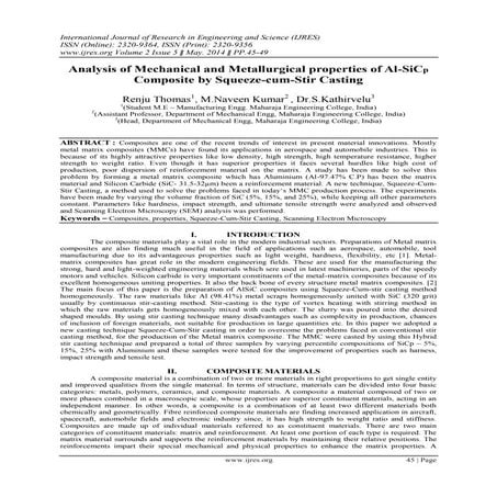 Analysis of Mechanical and Metallurgical properties of Al-SiCp Composite by S...