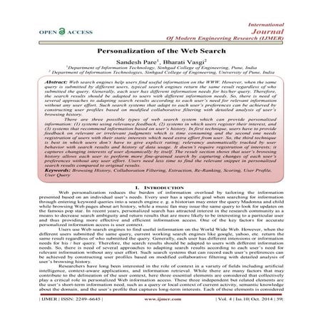 Personalization of the Web Search