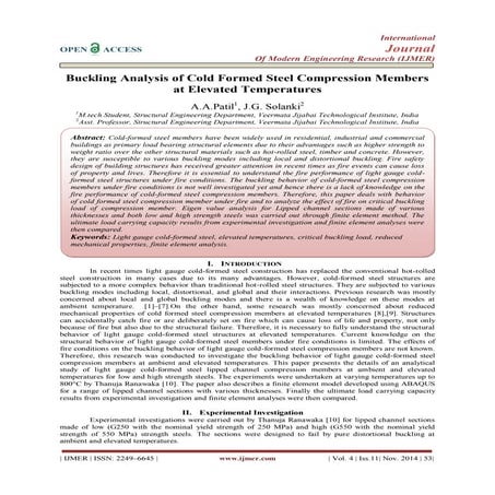Buckling Analysis of Cold Formed Steel Compression Members at Elevated Temper...