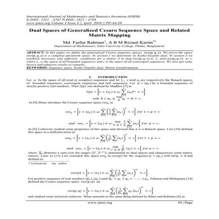 Dual Spaces of Generalized Cesaro Sequence Space and Related Matrix Mapping