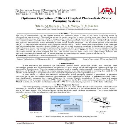 Optimum Operation of Direct Coupled Photovoltaic-Water Pumping Systems