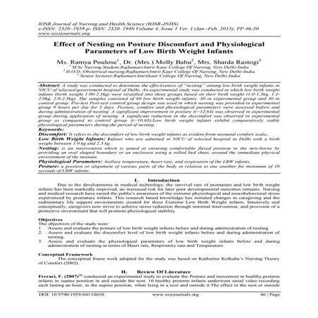 Effect of Nesting on Posture Discomfort and Physiological Parameters of Low B...