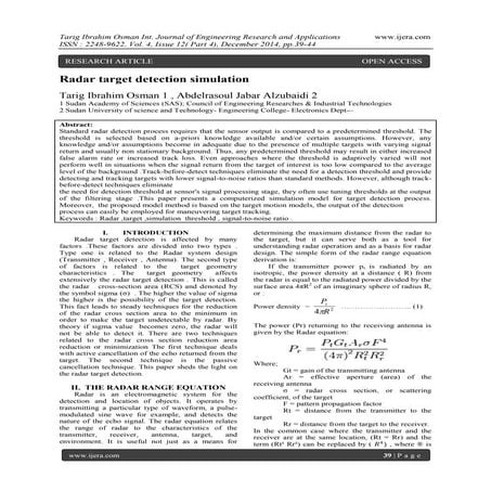 Radar Target Detection Simulation Model | PDF