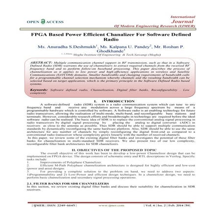 FPGA Based Power Efficient Chanalizer For Software Defined Radio