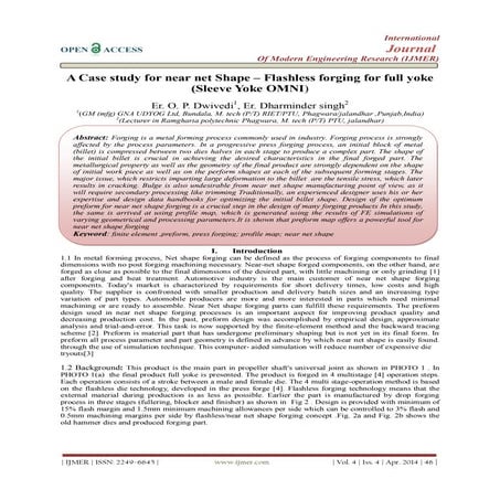 A Case study for near net Shape – Flashless forging for full yoke  (Sleeve Yo...