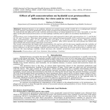 Effect of pH concentration on hydatid cyst protoscolices infectivity: In vitr...