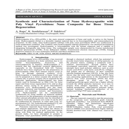 Synthesis and Characterization of Nano Hydroxyapatite with Poly Vinyl Pyrroli...