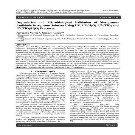 Degradation and Microbiological Validation of Meropenem Antibiotic in Aqueous...