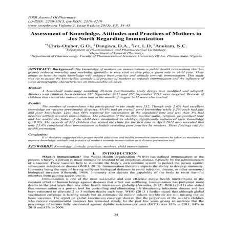 Assessment of Knowledge, Attitudes and Practices of Mothers in Jos ...