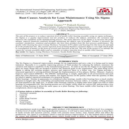 Root Causes Analysis for Lean Maintenance Using Six Sigma Approach