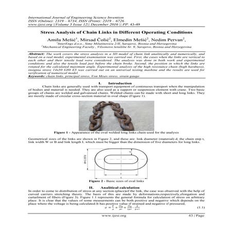 Stress Analysis of Chain Links in Different Operating Conditions