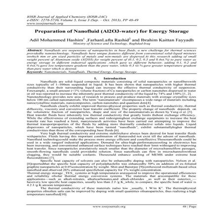 Preparation of Nanofluid (Al2O3-water) for Energy Storage