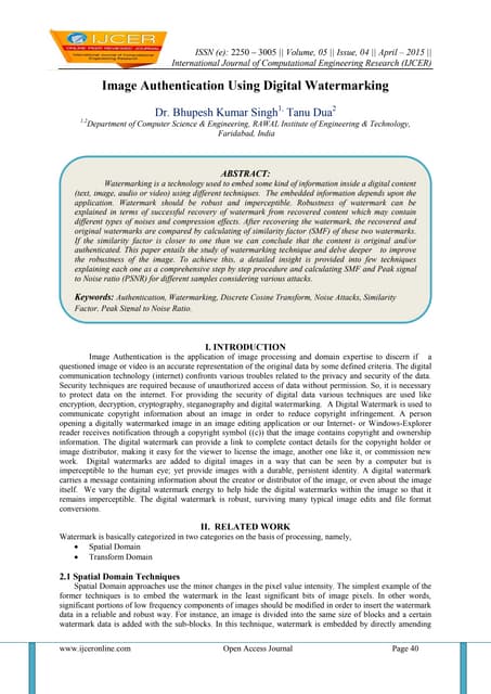 Image Authentication Using Digital Watermarking