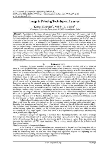 Image in Painting Techniques: A survey 