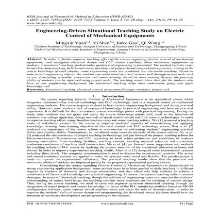 Engineering-Driven Situational Teaching Study on Electric Control of Mechanic...