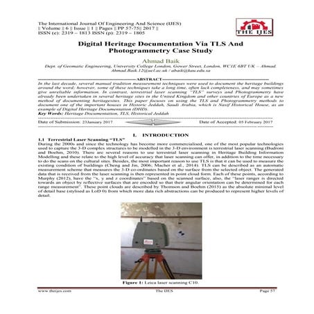 Digital Heritage Documentation Via TLS And Photogrammetry Case Study