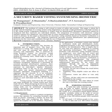A SECURITY BASED VOTING SYSTEMUSING BIOMETRIC